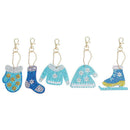 5pcs Special Shaped Full Drill Diamond Painting Christmas Keychains Women Girls