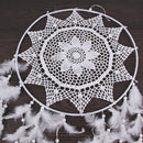 White Hook Flower Dream Catcher Feather Bead Hanging Decor Ornament