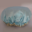 Blue Ribbon Waterproof Elastic Band Lace Bow Hat Hair Bath Shower Bouffant Cap