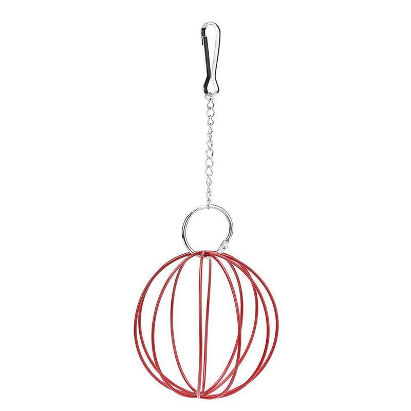 Stainless Steel Plating Pet Hay Manger Food Ball Rabbit Grass Rack (Red) A