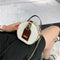 Mini Round Tote Shoulder Bag Women Leather Chain Messenger Purse (2 White)
