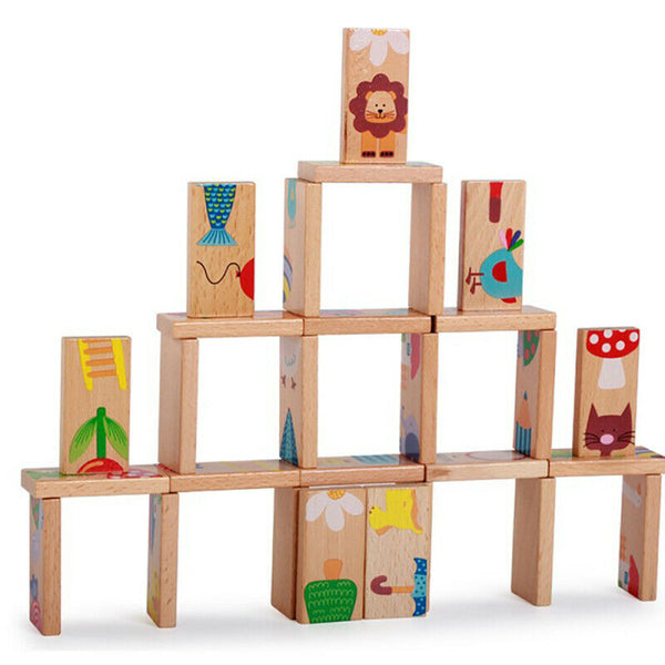 28pcs Children's Kids Dominoes Traditional Family Travel Game Fun Toys WEV