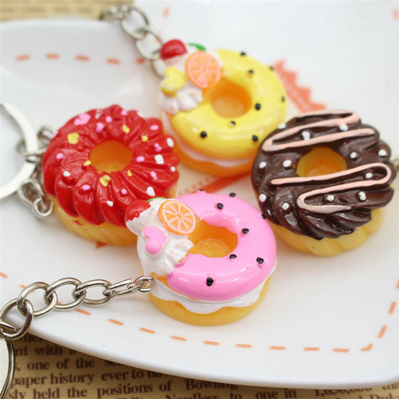 Sweet Cake Keychain Pendant Bread Food Keyring Gift  Bag Purse Key Chain Jewe LJ