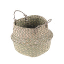 Basket Rattan Folding Wicker Handle Round Natural Sea Grass Plant Storage WoodOZ