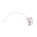 White 6P4C RJ11 Dual Female to Male Telephone Cable Splitter Adapter M&