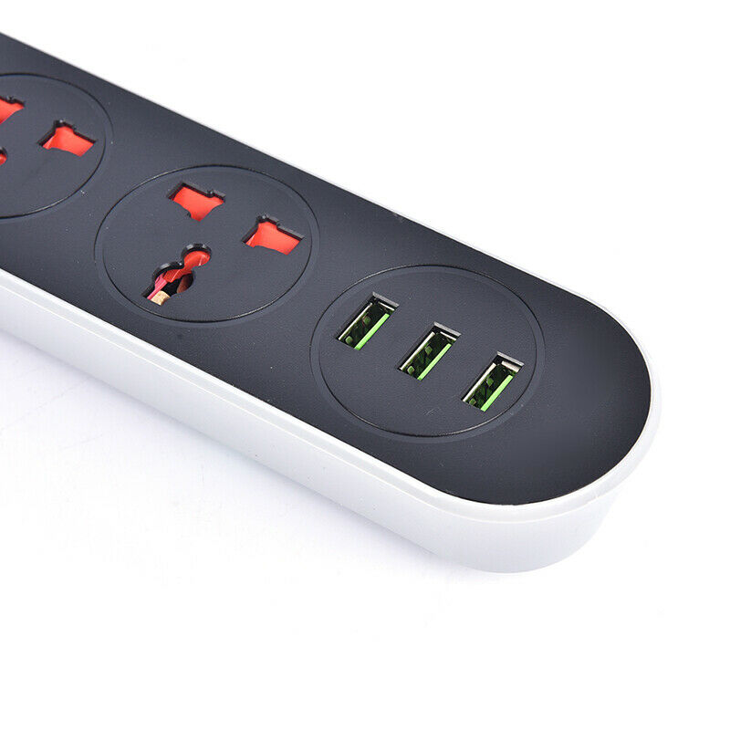 USB Power Socket European Plug  3-Port USB Charger 3 M Universal Cabl Hn
