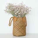 Wicker Handed Basket Beach Bag Shop Tote Flowerpot Planter Holder Yellow L