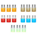 15pcs Micro2 Fuses 5A 7.5A 10A 15A 20A Car Auto Blade Fuse Assortment Kit A