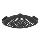 Kitchen Silicone Food Strainer Veggies Fruits Colander for Pots Pans Black