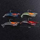 4pcs 3g/6cm Soft Silicone Fishing Lure Luminous Shrimp Bait w/ Barbed Hook