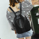 Punk Women Rivets PU Leather Zipper Backpack Teen Girls Casual Shoulder Bag A
