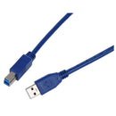SuperSpeed USB 3.0 Type A Male to Type B Male Cable, 6 FT, Blue