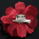 Women Girls Satin Peony Flower Hair Clip Brooch - Claret A7A2