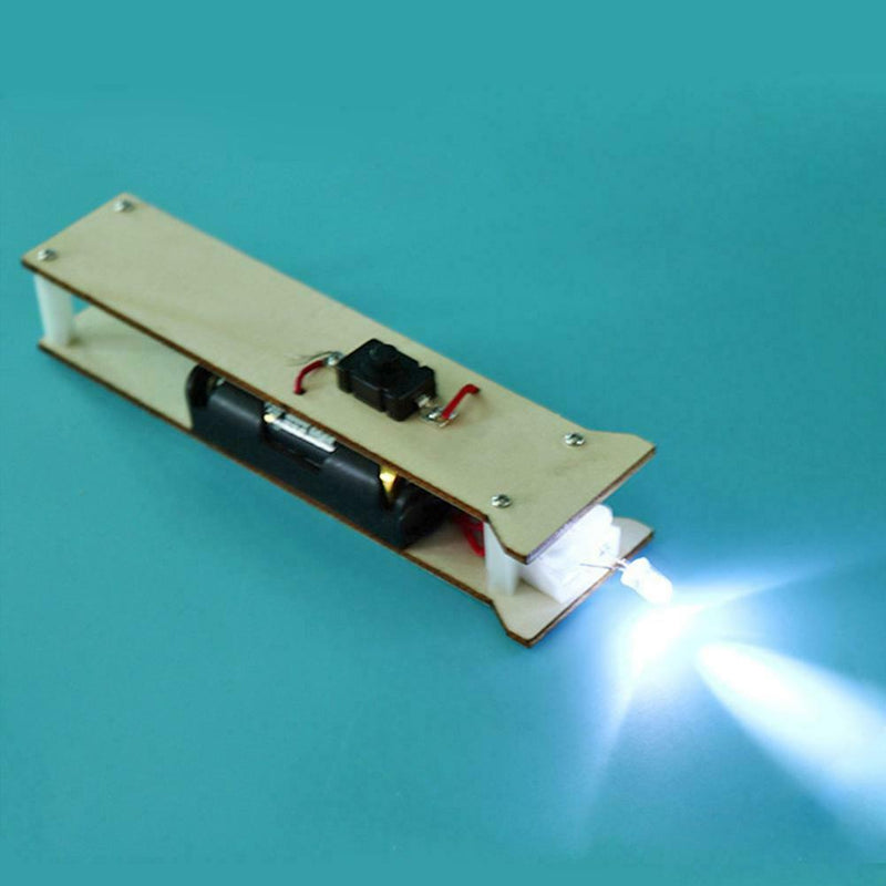 DIY Flashlight Wood Toys Kit Kid Educational Physics Science Assemble Craft