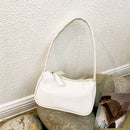 Women Handbags Solid Color PU Leather Female Shoulder Underarm Bag (Beige)