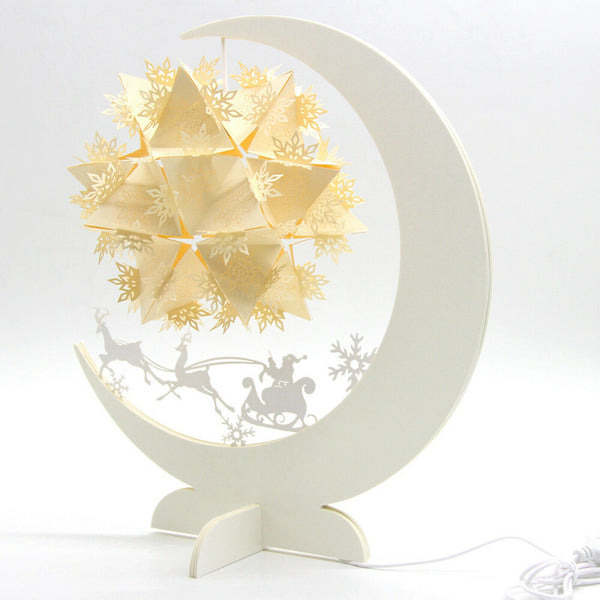 LED Light Projector Baby Night Lamp Santa Claus on Moon Paper Cutting Mini Lamp