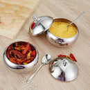 Stainless Steel Season Tin Jar Sugar Bowl Drum Shaped Miso With Spoon nhj MJW