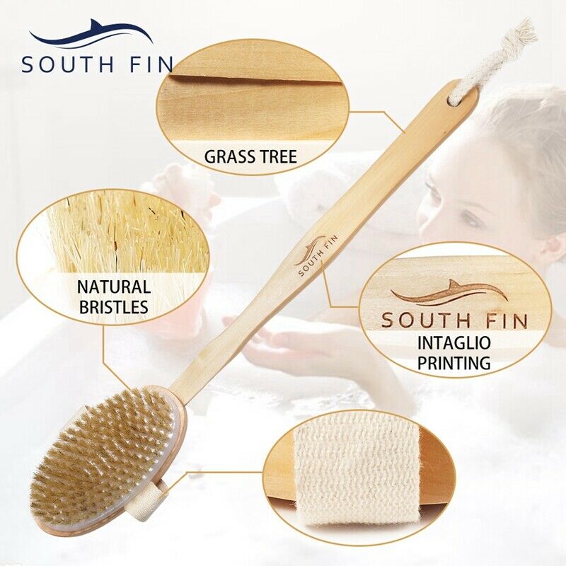 Blue Zoo South Fin Bath Body Brush Boar Bristles Exfoliating Body Massager  R3M5