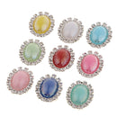 10Pc 20x15mm Oval Rhinestone Flatback Buttons Diamante Dome Cabochon Gem DIY