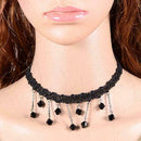 Retro Punk Layer Chain Lace Choker Charm Black Necklace Tattoo Choker Neckl U7O9