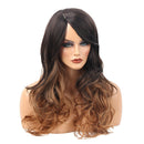 Ombre Brown Synthetic Long Curly Two Tone Wig Dark Roots Women Party Daily