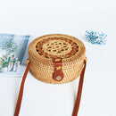 Female Round Rattan Bag Slung Shoulder Bag Ladies Bohemian Hand-Woven Straw