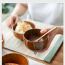 1Pc Wooden Bowl Japanese Style Wood Rice Soup Bowl Salad Bowl Food Containe