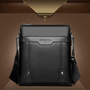 Solid Color Shoulder Bags Business PU Leather Men Messenger Bags (Black) SN9F
