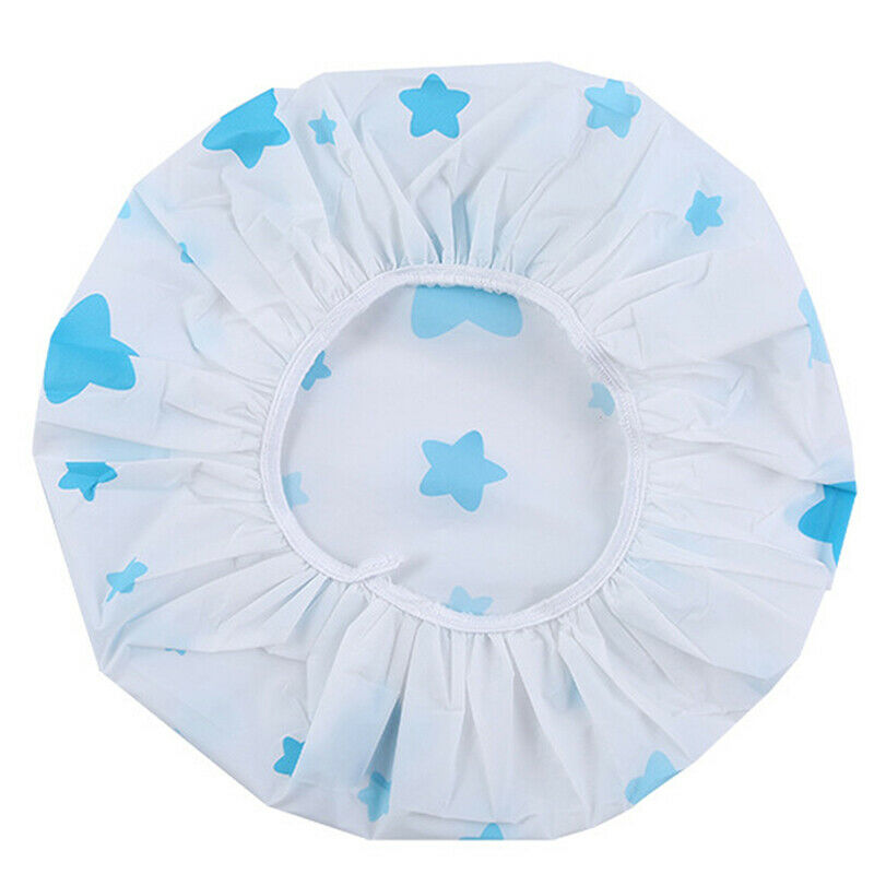 1 x Random Waterproof Shower Cap Thicken Saunas Bath Hat kids Hair Bathing C JR