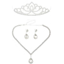Wedding Party Bridal Bridesmaid Rhinestone Crown Tiara Necklace Earrings Set