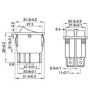 Double boat rocker switch 6 Pin On-Off with green light 20A 125VAC KCD6