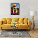 Dog Flower Diamond Painting 5D DIY Full Drill Embroidery Art Cross Stitch