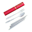 3 PCS Camping Cutlery with Fork, Spoon and Chopsticks, Stainless Steel B5K8