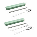 5Pcs Portable cutlery set Dinnerware 410 Stainless Steel Tableware Green Safe