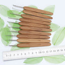 Lot of 10pcs Metal Hooks with Bamboo Handles 0.5 to 2.75 mm