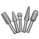 5pcs Steel Embossing Rotary Burrs Rasp File Grinding Bits Woodworking Tool