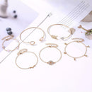 6pcs/Set Turquoise Stone Bracelet V-shaped Cuff Bangle Women Jewelry Gift A
