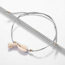 Boho Tassel Shell Pendant Anklet For Women Girl Gray Rope Adjustable Anklet