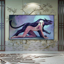Diamond Painting Girl Black Panther Full Round Drill Wall Picture 50x30cm