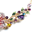 Creative Crystal Flower Chunky Statement Pendant Necklace Collar Chain Jewlry
