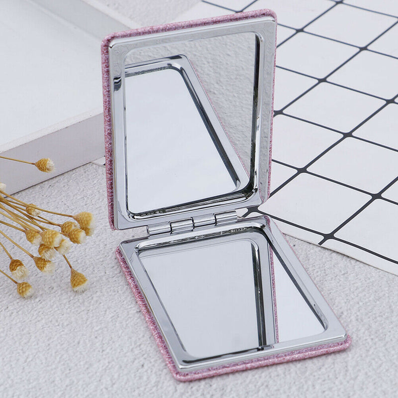 Makeup Compact Mirror Mini Travel Cosmetic Folding Portable Pocket Mirror Dou 3C
