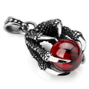Stainless Steel Pendant Necklace CZ Red Dragon Claws Bead Gothic Men ,23 in Y4O9