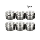 6 Pieces Magnetic Stainless Steel Spice Pot Herb Jar Storage Holder Cook SFP