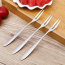 5pcs Stainless Steel Two-tine Fruit Fork Snack Dessert Forks Tableware Cake P1H5
