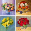 4 Pack Rose Flowers DIY 5D Diamond Painting Kit Full Drill Cross Stitch Decor