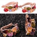 Colorful Cubic Zircon Teardrop Rose Stud Earrings Female Wedding Jewelry  OZ