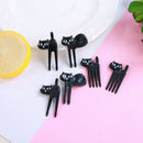6Pcs black cat fruit fork cute toothpick gadgets kitten dessert decoration fo BX