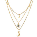 Bohemian Jewelry Moon Star Multi Layer Beaded Pendant Necklace Female Fashi X5R9