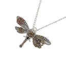 2Pcs Gears Metal Cog Necklace Dragonfly Pendant Steampunk Style for Unisex