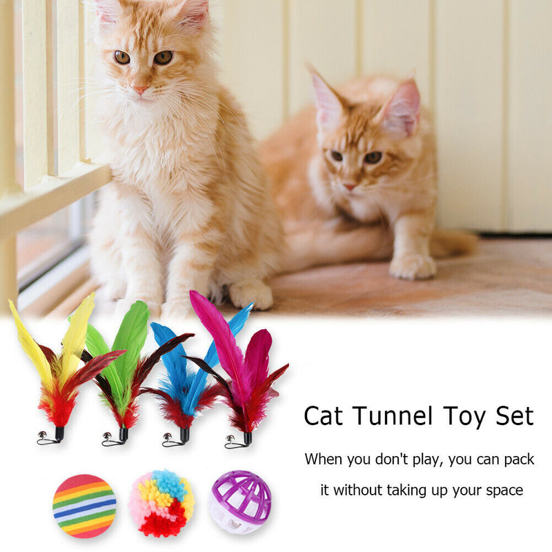 14pcs Cat Tunnel Toys Set Funny Pet Puzzle Collapsible Channel Playing Tube